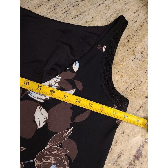 White House Black Market Sz L Dress Black Floral Sheath Embellished Romantic - Picture 3 of 16